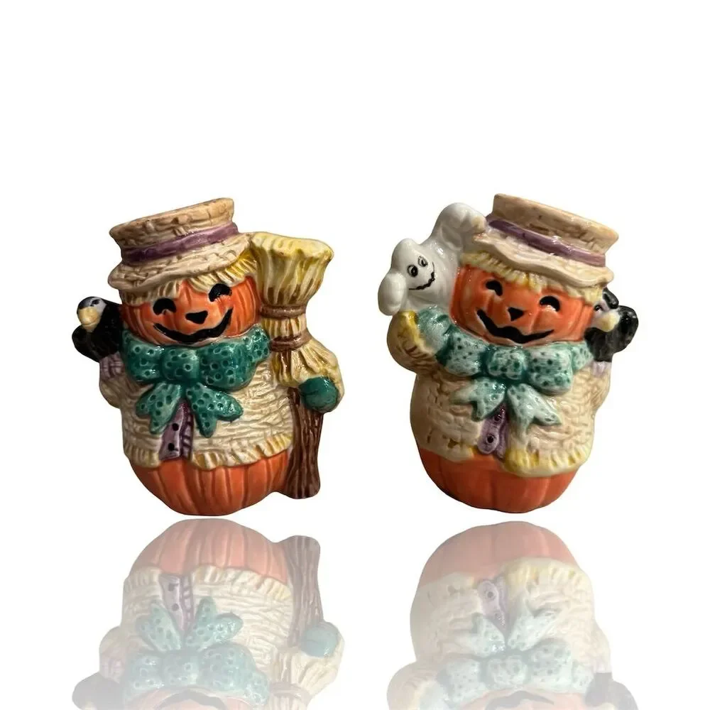 Halloween/ Fall Vintage Jack-o-Lantern Salt & Pepper Set Vintage Ceramics